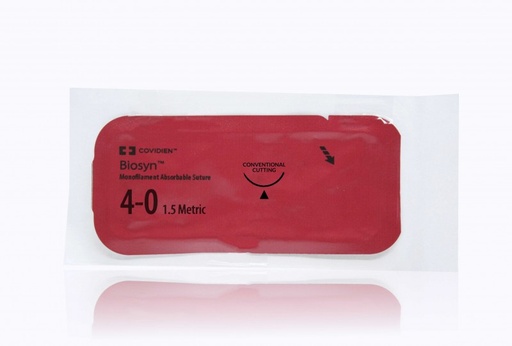 [CM400] Medtronic Biosyn 18 inch 3/8 Circle Size 4-0 PC-13 Monofilament Absorbable Suture, 24/Box