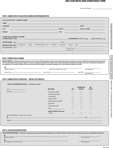 [2430P] Alere Toxicology Preliminary Results Forms & Photocopy Templates for iScreen™ Dip & Icassette™