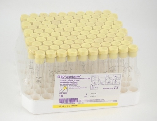[364960] BD Vacutainer 16 mm x 100 mm SPS Glass Blood Collection Tubes w/ Conventional Stopper, 1000/Case