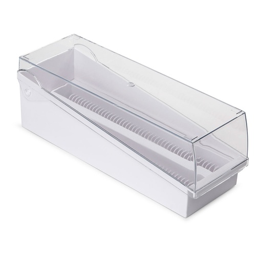 [513250W] Globe Scientific 100-Place ABS Storage Box w/ Hinged Lid & Removable Draining Tray for 200 Slides, White