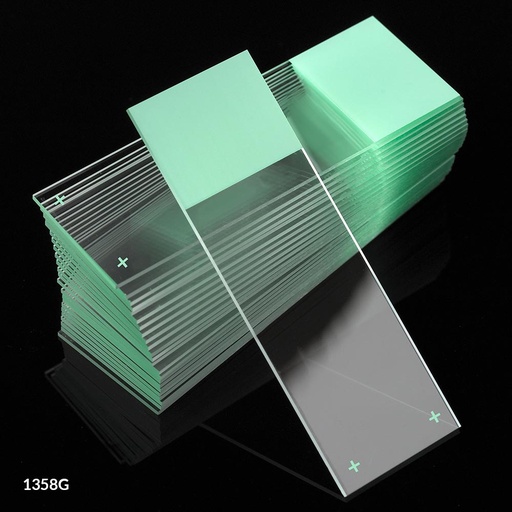 [1358G] Globe Scientific Diamond 25 mm x 75 mm 90° Ground Edge Charged White Glass Microscope Slides, Green, 1440/Case