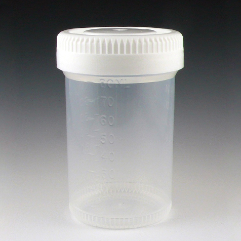 [6524] Globe Scientific Tite-Rite 90 ml PP Leak Resistant Containers w/ Separate White Screw Cap, 400/Case