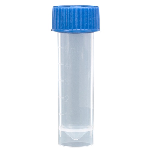 [6101B] Globe Scientific 5 ml PP Self Standing Transport Tubes w/ Separate Blue Screwcap, 1000/Case