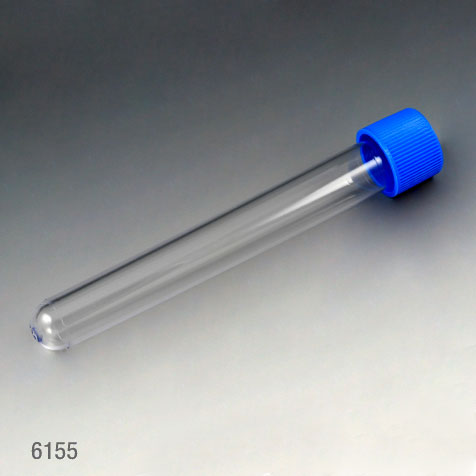 [6155] Globe Scientific 15 ml PS Test Tubes w/ Separate Blue Screw Cap, 1000/Bag