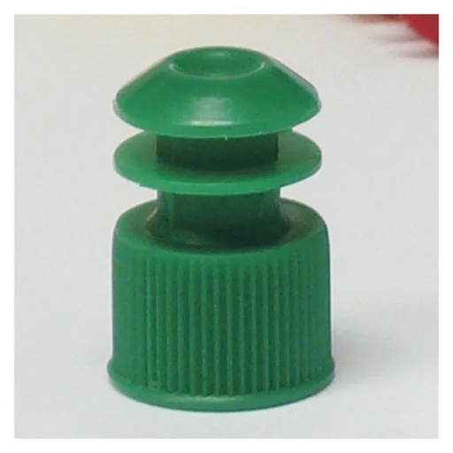 [118127G] Globe Scientific LDPE Flange Plug Caps for 12 mm Test Tubes, Green, 1000/Bag