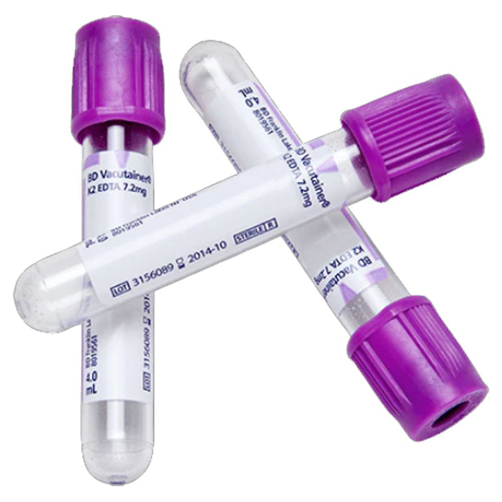 [368047] BD Vacutainer 13 x 75mm 2ml Plastic Blood Collection Tube with Hemogard Closure, Lavender, 1000/Pack