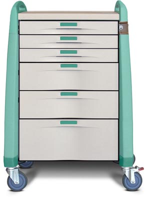 [AM10MC-EG-K-DR321] Capsa Avalo® Standard Medical Cart, 43" H X 24" D X 31" W, Extreme Green, Keyless Lock