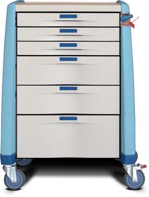 [AM10MC-EB-K-DR022] Capsa Avalo Standard Medical Cart w/(2) 6"/(2) 10" Drawers & Keyless Lock, Extreme Blue