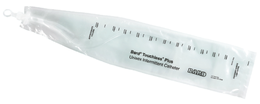 [4A6144] Bard Medical Touchless Plus 14 Fr Vinyl Unisex Intermittent Catheter w/ Collection Bag, 50/Case