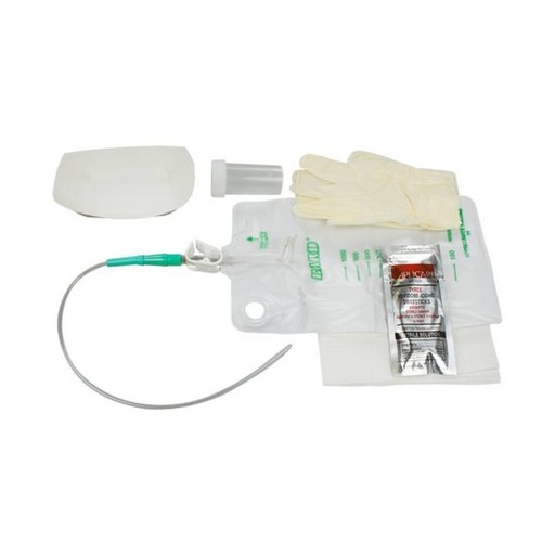 [775516] Bard Medical 16 Fr Slim-Line Paperboard Intermittent Catheter Tray w/ 1000 ml Collection Bag & Gloves, 20/Case