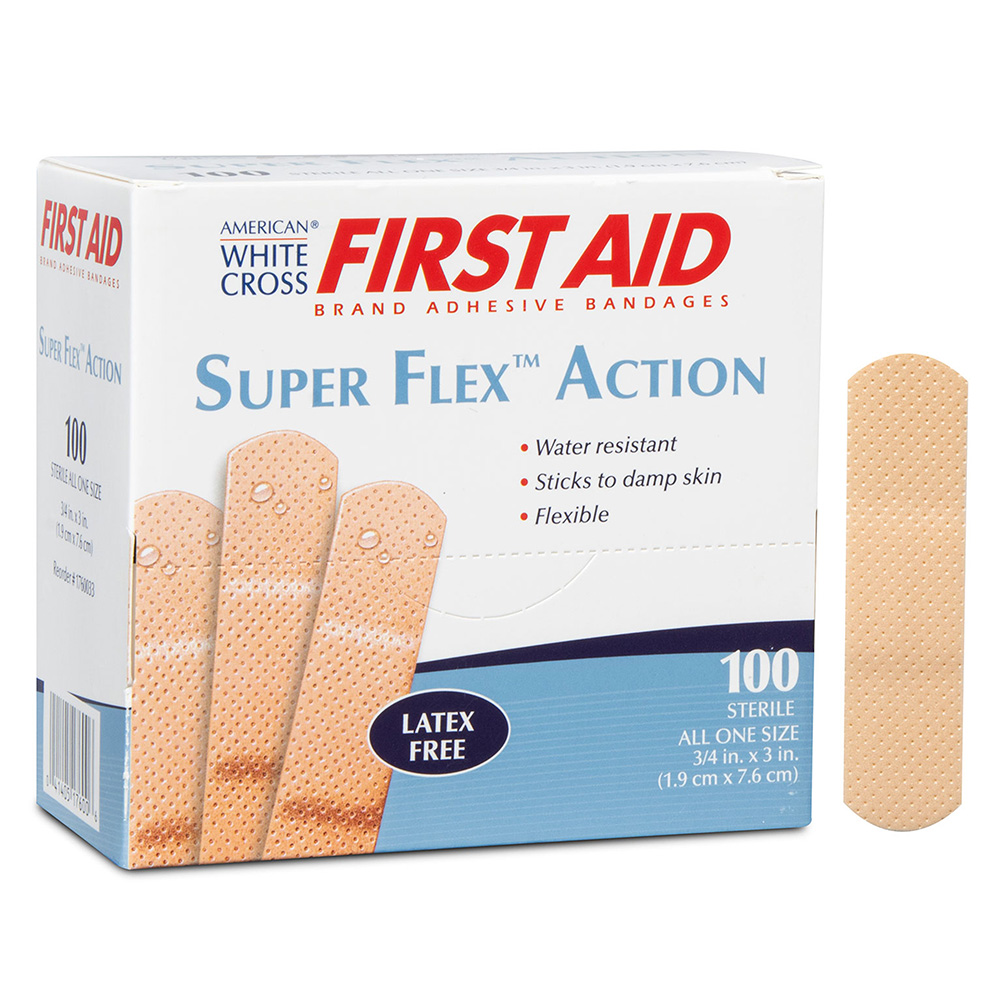 [1760033] Dukal American White Cross 3/4 x 3 inch Super Flex Foam Adhesive Bandages, 1200/Pack