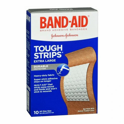 [004424] Johnson & Johnson Band-Aid Extra Large Tough Strips Adhesive Bandages, 24 Boxes/Case