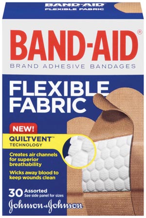 [004430] J&J Band-Aid® Flexible Fabric Adhesive Bandages, Assorted, 30/bx, 24 bx/cs