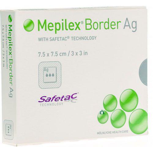 [395290] Molnlycke Mepilex 3 inch x 3 inch Silver Foam Border Ag Antimicrobial Dressings, 70/Case