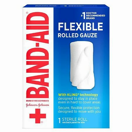 [116137] Johnson & Johnson Band-Aid 2 inch x 2.5 yds First Aid Flexible Rolled Gauze Bandages, 48 Boxes/Case