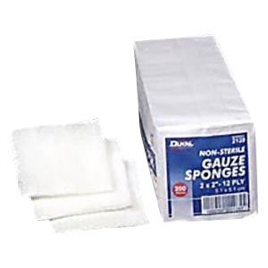 [2212H] Dukal 2 x 2 inch 12-Ply Non-Sterile Hospital Fold Gauze Sponges, 200/Pack