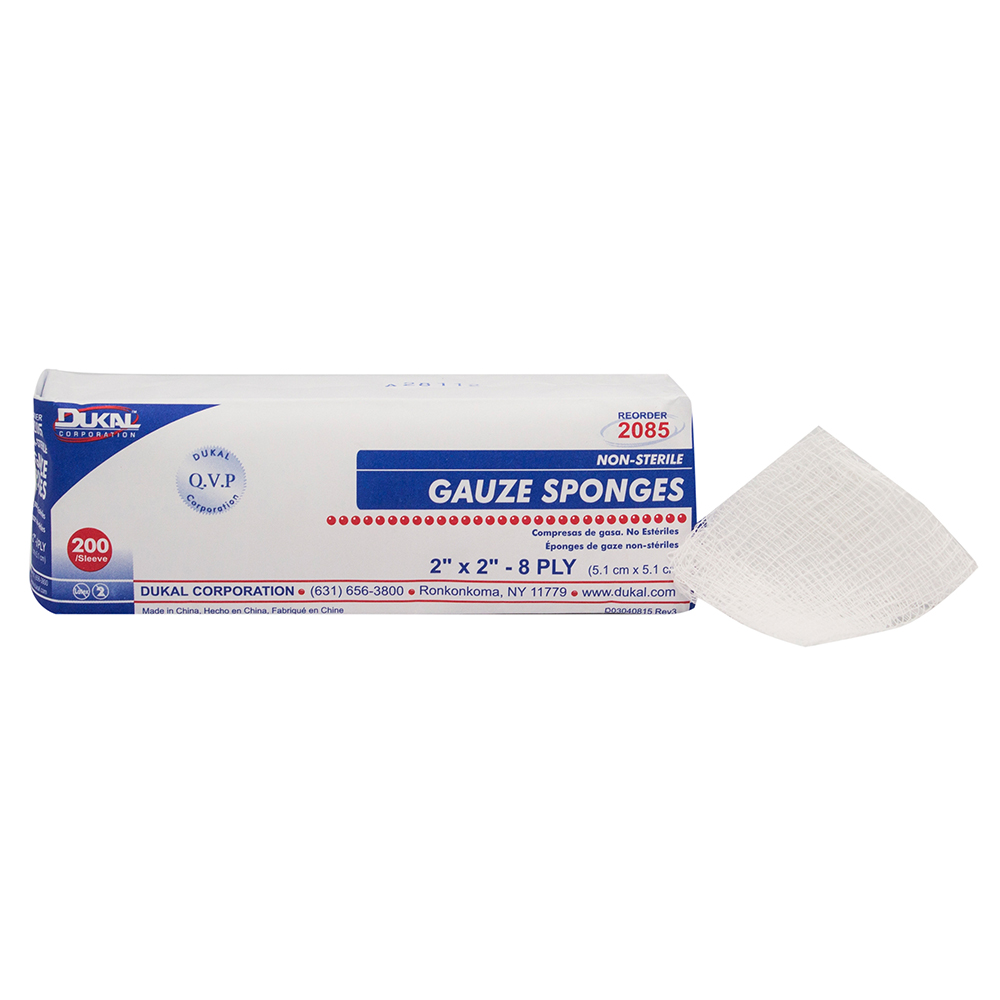[2085] Dukal 2 x 2 inch 8-Ply Non-Sterile Gauze Pad, 5000/Pack