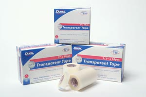 [T50] Dukal Surgical Tape, Transparent, ½" x 10 yds, 24 rl, 12 cs