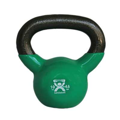 [10-3193] Fabrication CanDo 10 lb Cast Iron Vinyl Coated Kettle Bell, Green