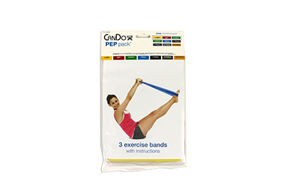 [10-5280] Fabrication CanDo 4 ft Low Powder Easy Exercise Band w/ PEP Pack, Assorted Color, 3 Pieces/Pack