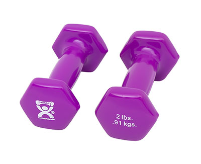 [10-0551-2] Fabrication CanDo 2 lb Vinyl Coated Cast Iron Dumbbell, Violet, 2/Pack