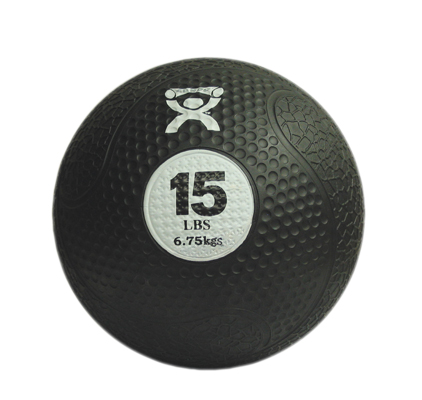 [10-3145] Fabrication CanDo 15 lb Rubber Firm Medicine Ball, Black