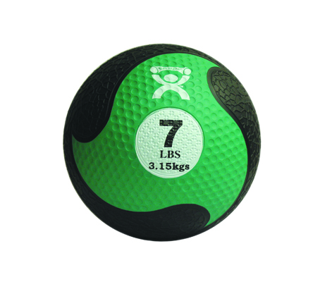[10-3143] Fabrication CanDo 7 lb Rubber Firm Medicine Ball, Green
