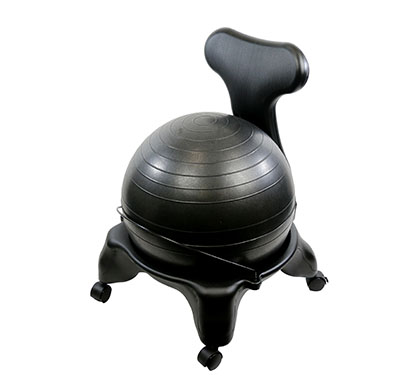 [30-1792] Fabrication CanDo 250 lb Adult Plastic Mobile Ball Chair w/ 22 inch Black Ball & Back