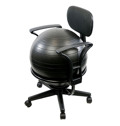 [30-1791] Fabrication CanDo 250 lb Metal Mobile Ball Chair w/ 22 inch Black Ball/Arms & Back