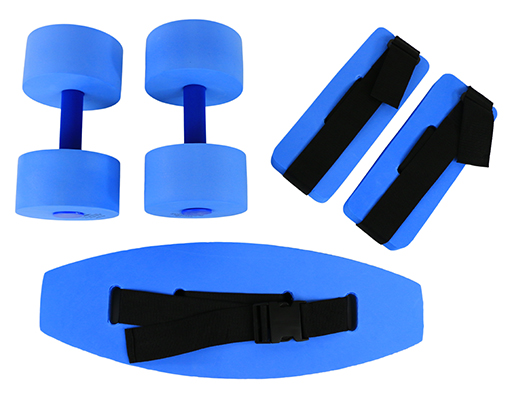 [20-4201B] Fabrication Aquatic Therapy Deluxe Exercise Kit: Jogger Belt, Ankle Cuffs & Hand Bar, Medium, Bl