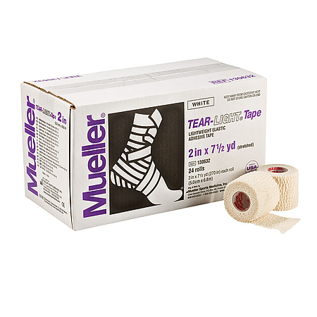 [130632] Mueller Tear-Light® Adhesive Tape, 2" x 7.5 yds, White, 24 rolls