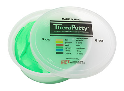 [10-0912] Fabrication CanDo TheraPutty 6 oz Medium Standard Hand Exercise Material, Green