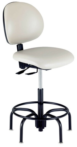 [838] Ergonomic Laboratory Chair with Black Tubular Steel Base with Foot Ring