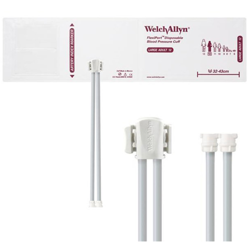 [SOFT-12-2MQ] Welch Allyn Flexiport Soft Large Adult Disposable Blood Pressure Cuff with 2-Tubes, Locking Connector, 20/Pack