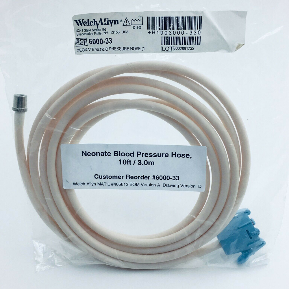 [6000-33] Welch Allyn Neonate Blood Pressure Hose with 1-Tube for CVSM, CIWS use with Neonate Cuffs