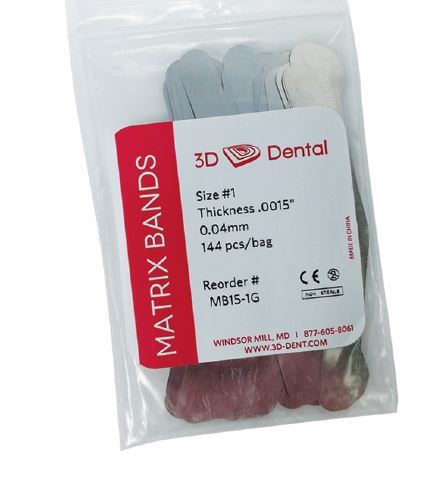 [3D-MB15-1G] 3D Dental Matrix Bands, Choose Size, 144ct