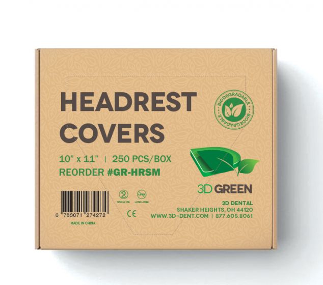 [3D-GR-HRSM] 3D Dental Green Biodegradable Headrest Covers, Small