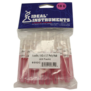 [9352] Ideal Needle Plastic Hub Hard Retail Pack - 18G x 1.5" (25 Pack)
