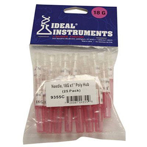 [9355] Ideal Needle Plastic Hub 18G x 1" Hard Retail Pack - 18G x 1" (25 Pack)