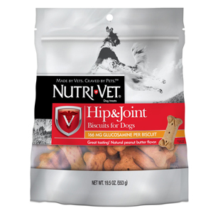 [00134-9] Nutri-Vet Hip & Joint 166 mg Glucosamine Peanut Butter Biscuits for Dogs - 19.5 oz