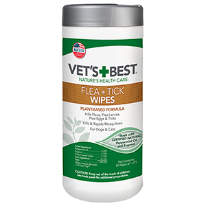 [3165810459] Vet's Best Flea + Tick Wipes for Dogs & Cats - 50 ct