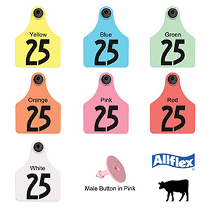 [GLF075/GSM-Y] Allflex Ear Tag Large Female/Small Male - Yellow 51-75 (25 Pack)