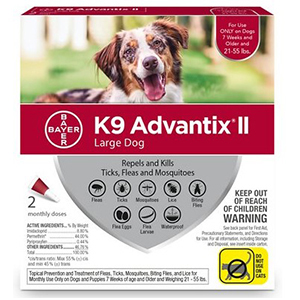 [81806071] K9 Advantix II Flea & Tick Spot-On for Dogs 21-55 lb (2 Pack)