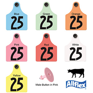 [GXF/GSM-P] Allflex Ear Tag Maxi Female/Small Male - Pink Blank (25 Pack)