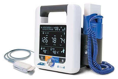 [77-0035] ADC AdView 2 Diagnostic Station, w/ Blood Pressure, Pulse Oximetry, and Temperature Modules