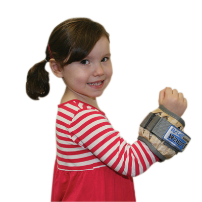 [10-3345] The Adjustable Cuff pediatric wrist weight - 2 lb - 12 x 0.17 lb inserts - Tan