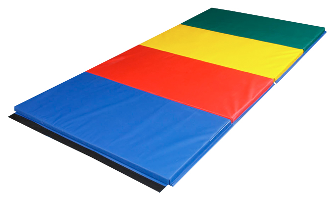 [38-0084] CanDo Accordion Mat - 1-3/8" PE Foam with Cover - 6' x 12' - Rainbow Colors