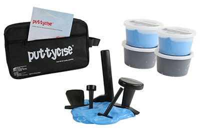 [10-2852] Puttycise 5-piece tool set w/carry bag, manual, 2 x 1 lb blue and 2 x 1 lb black putty