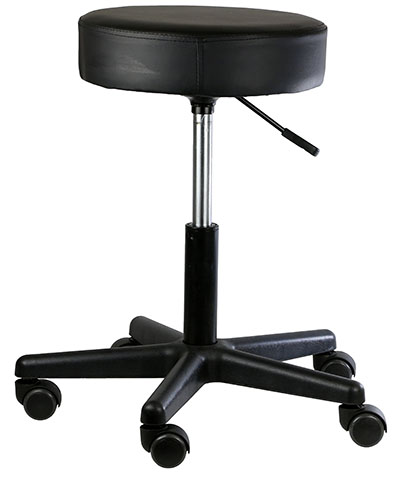 [07-7063] Pneumatic mobile stool, no back, 18" - 22" H, black upholstery