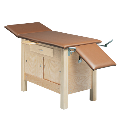 [15-1073] wooden exam table - enclosures, upholstered, 72" L x 24" W x 30" H, 3-section
